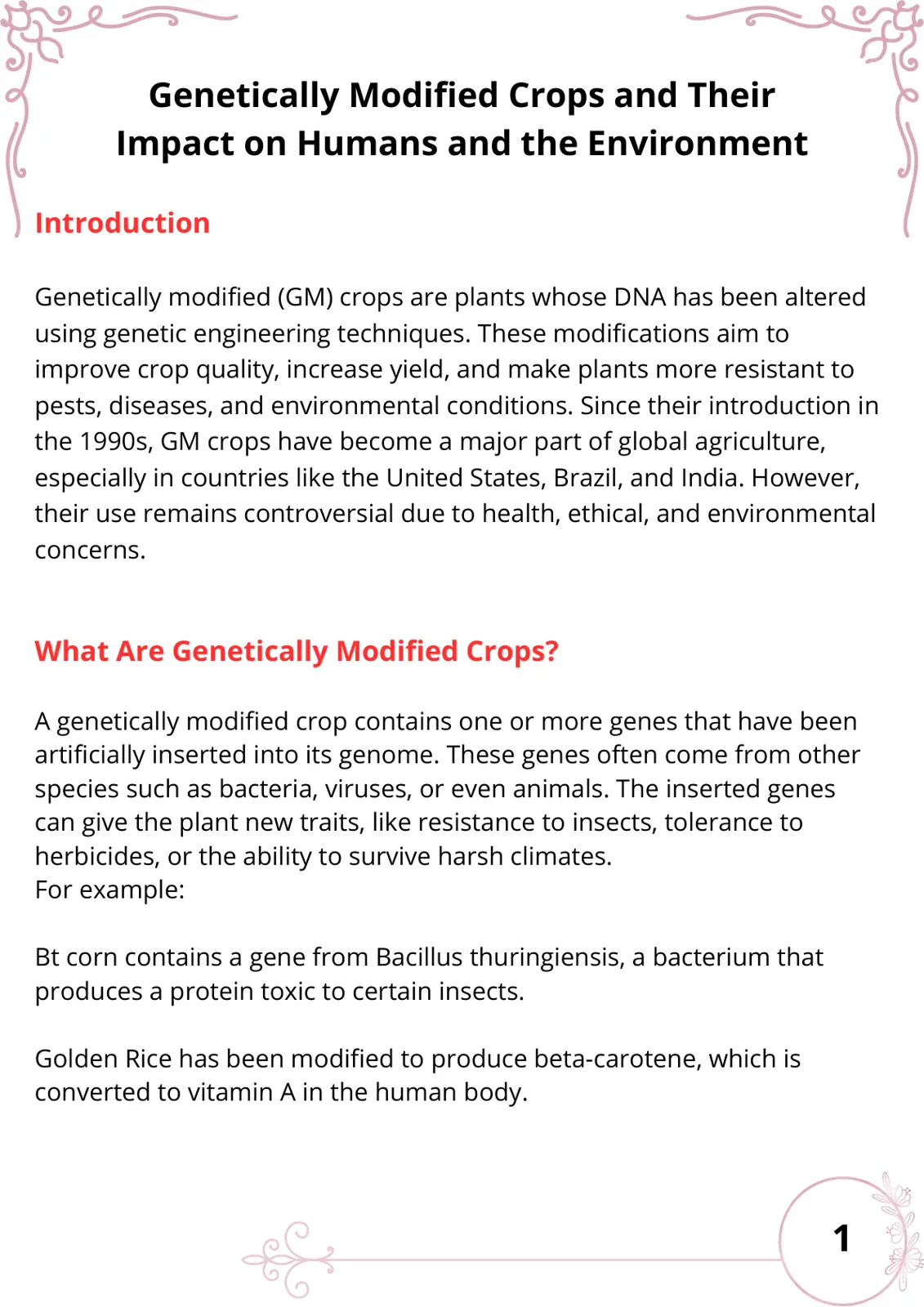 غلاف تقرير Genetically Modified Crops and Their Impact on Humans and the Environment
