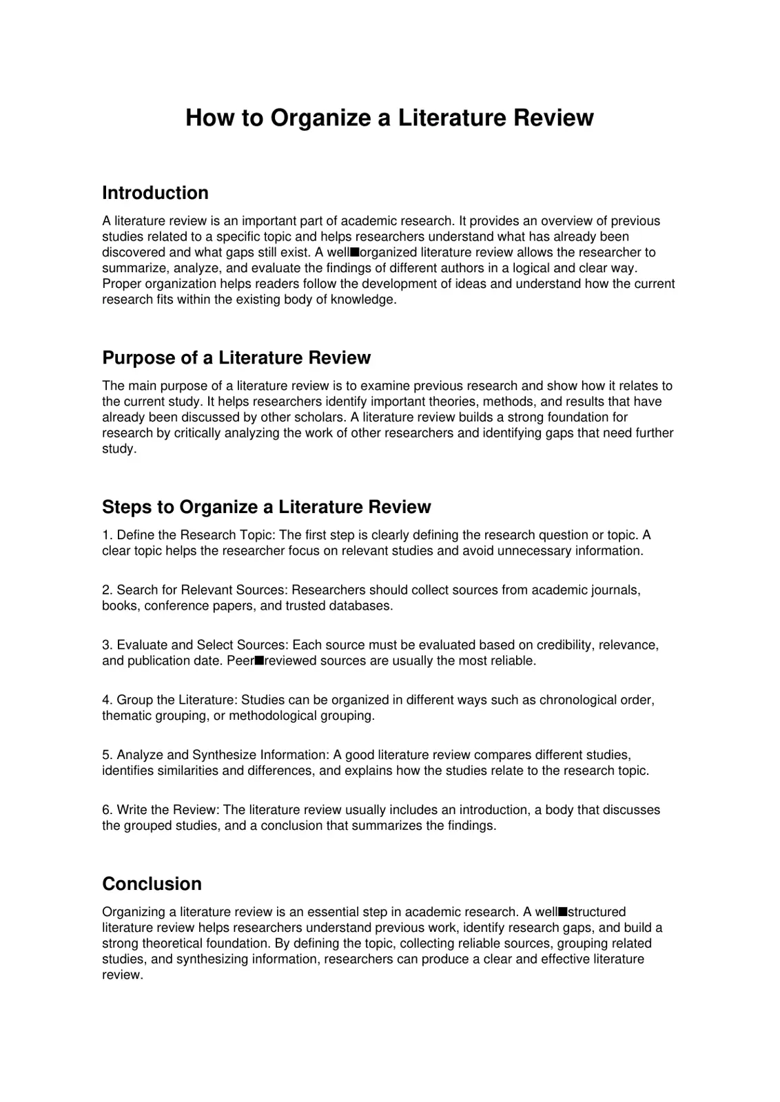 غلاف تقرير How to Organize a Literature Review