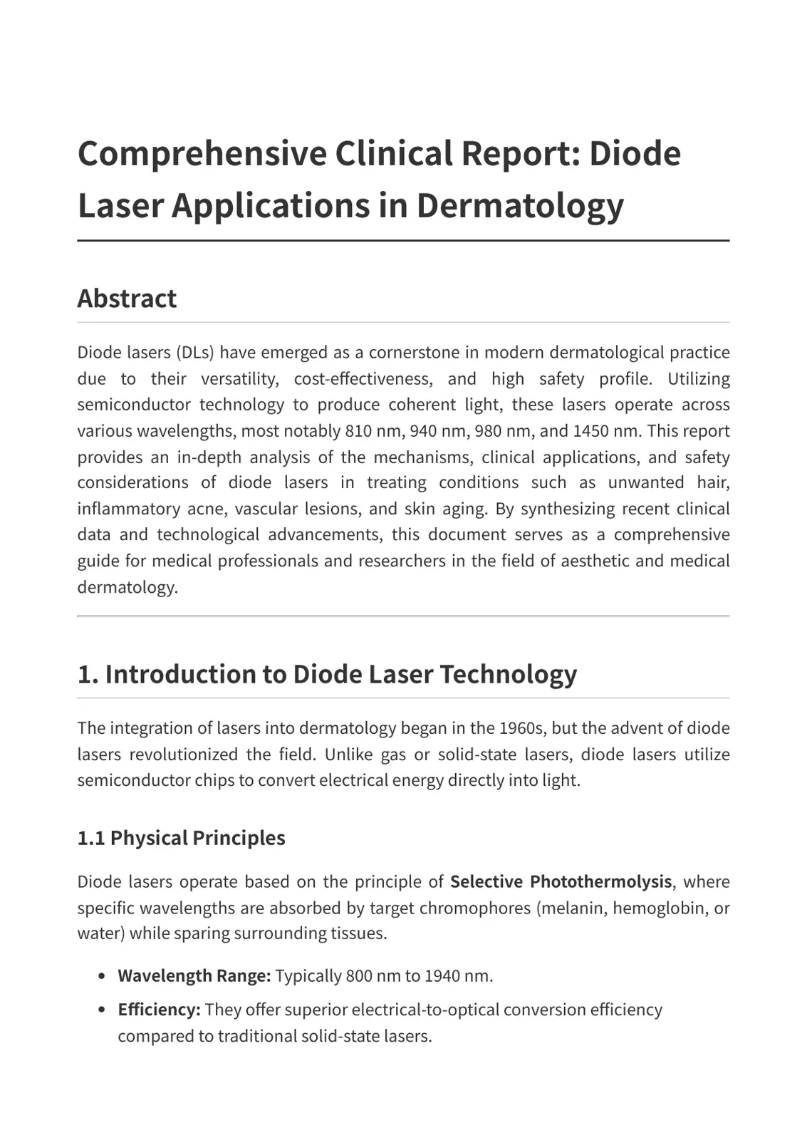 غلاف تقرير Comprehensive Clinical Report: Diode Laser Applications in Dermatology