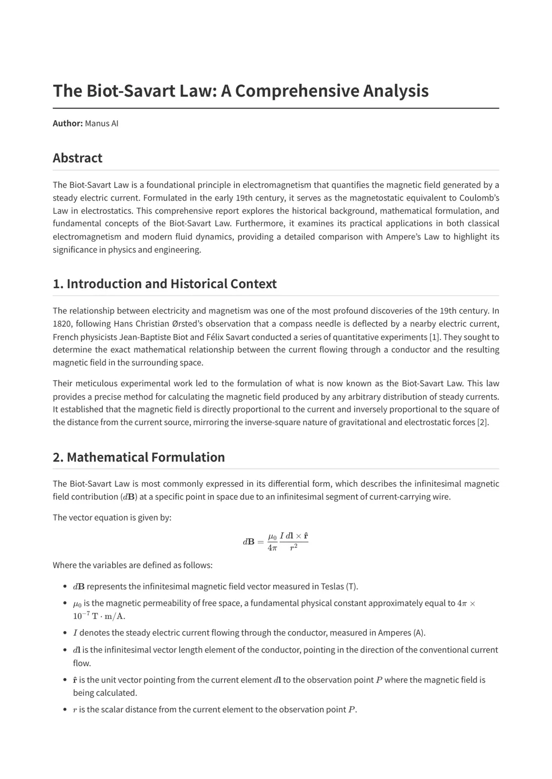 غلاف تقرير The Biot-Savart Law: A Comprehensive Analysis