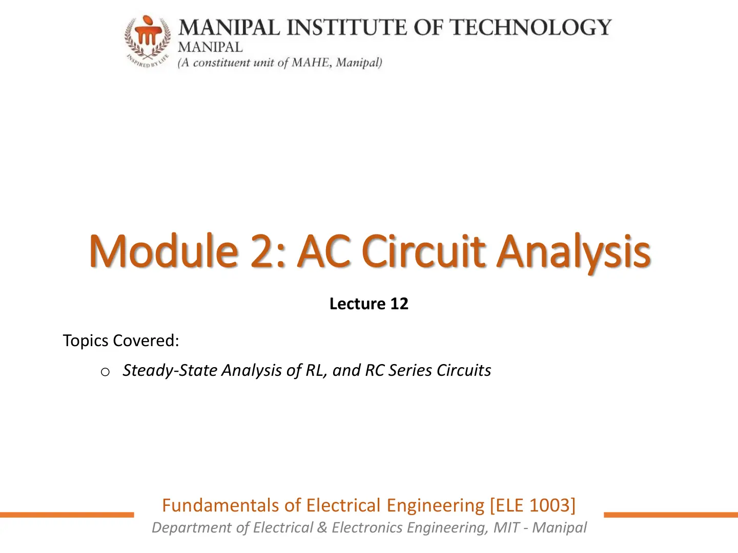 غلاف تقرير Module 2: AC Circuit Analysis Lecture 12