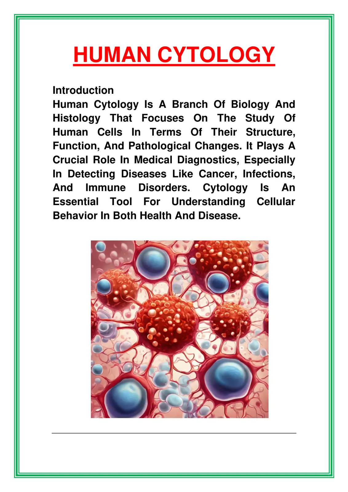 غلاف تقرير HUMAN CYTOLOGY