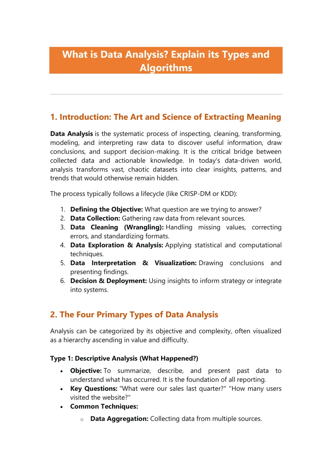 غلاف تقرير What is Data Analysis? Explain its Types and Algorithms