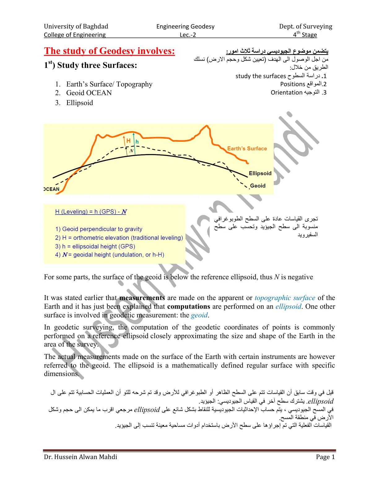 غلاف تقرير Engineering Geodesy - Lec.-2