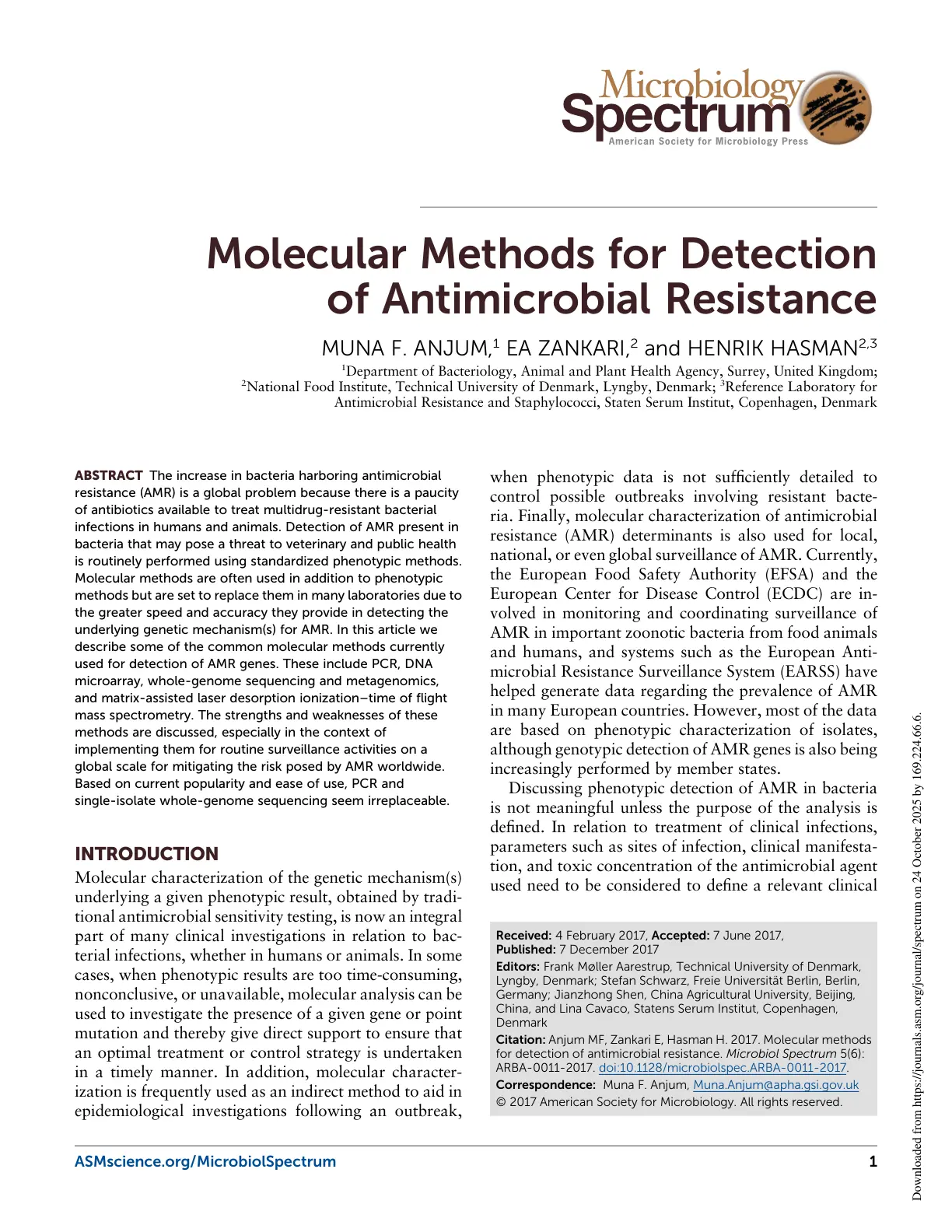 غلاف تقرير Molecular Methods for Detection of Antimicrobial Resistance