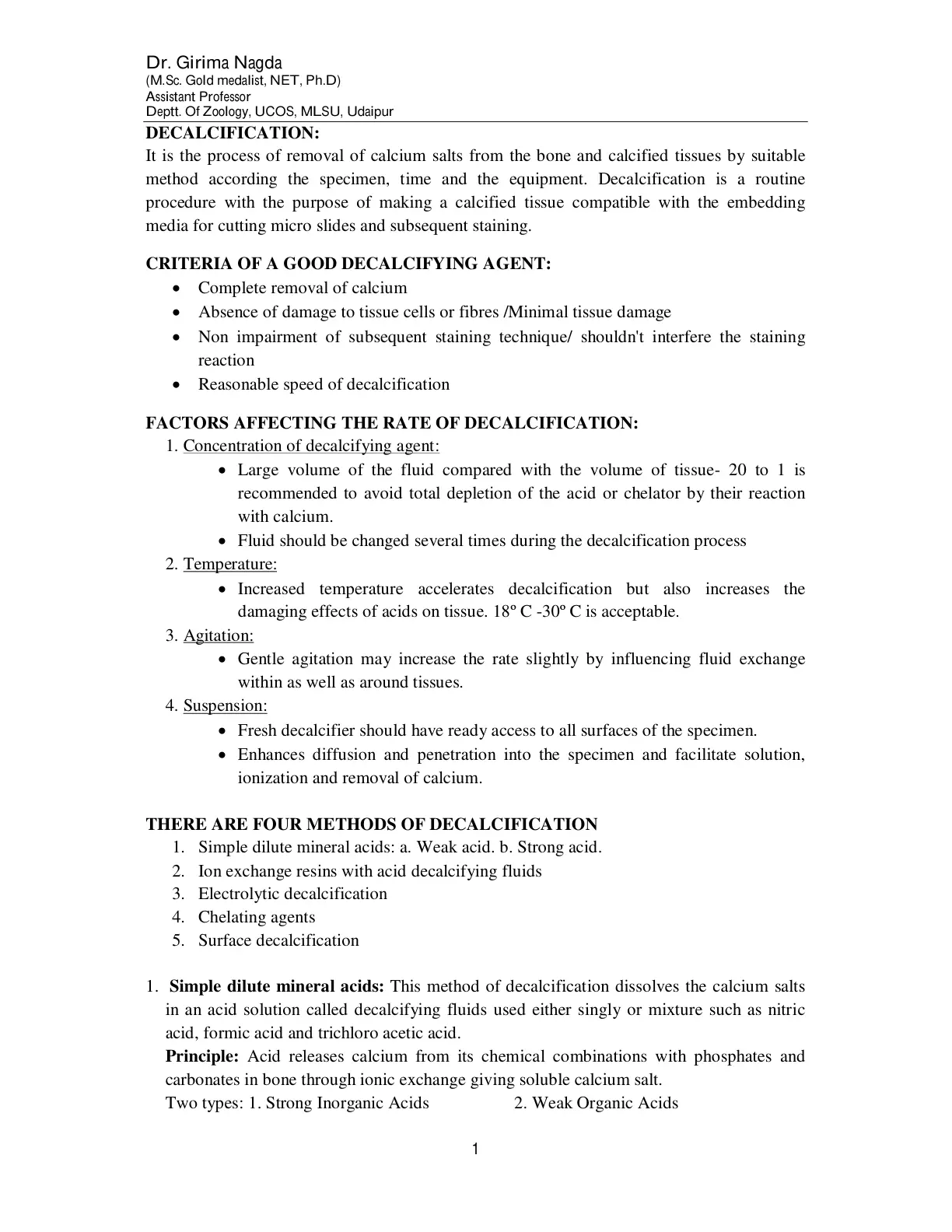 غلاف تقرير Decalcification: A Process in Zoological Studies