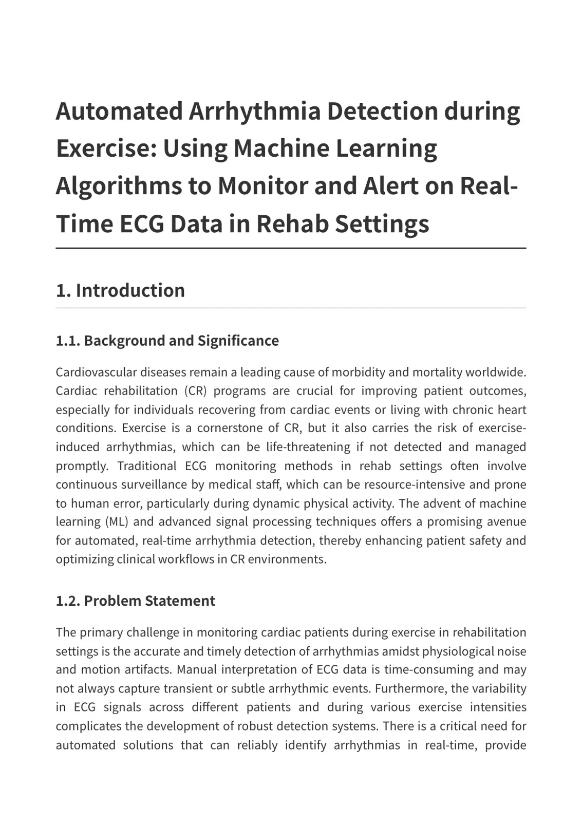 غلاف تقرير Automated Arrhythmia Detection during Exercise: Using Machine Learning Algorithms to Monitor and Alert on Real-Time ECG Data in Rehab Settings