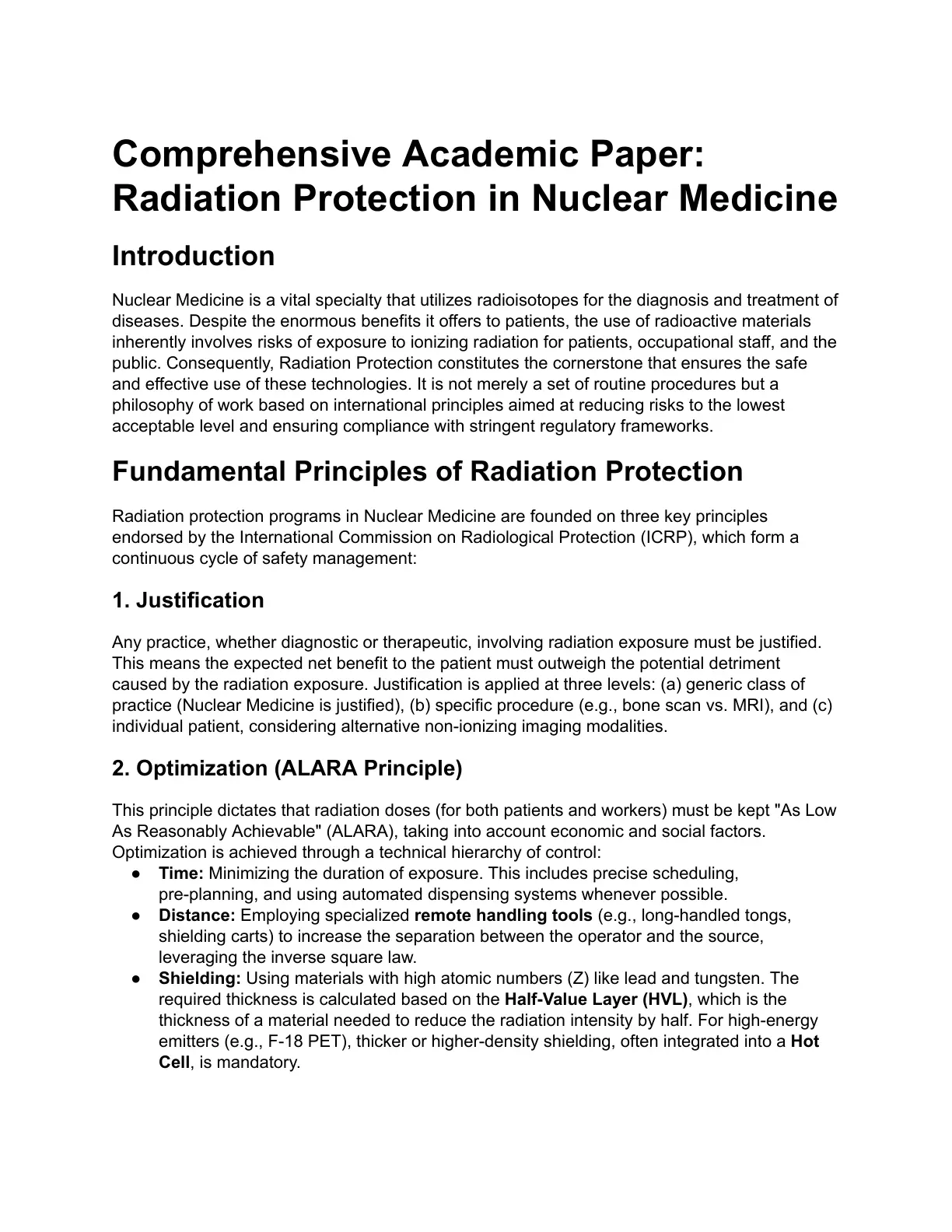 غلاف تقرير Radiation Protection in Nuclear Medicine (Comprehensive Academic Paper)