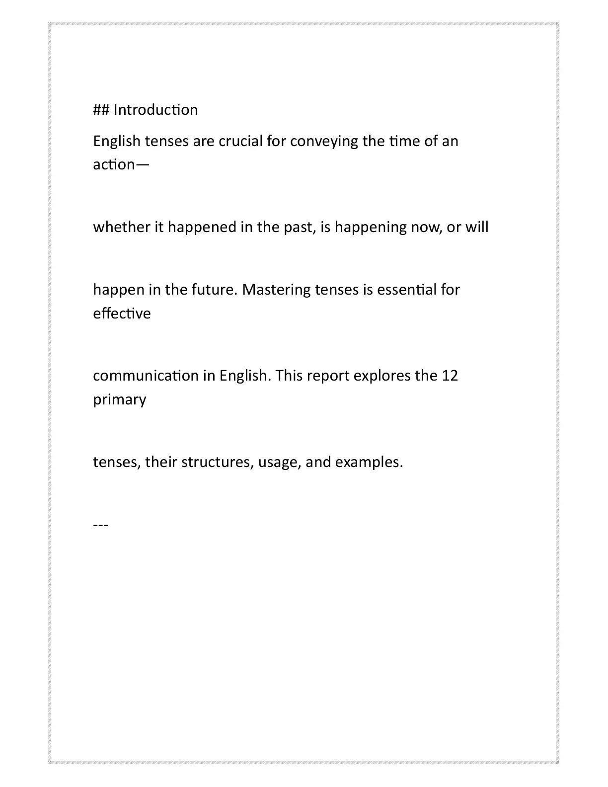 غلاف تقرير English Tenses