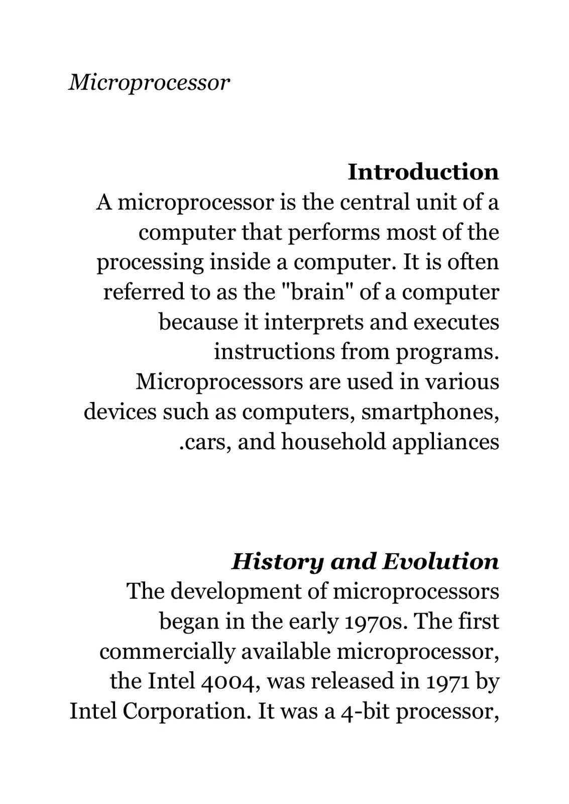 غلاف تقرير Microprocessor
