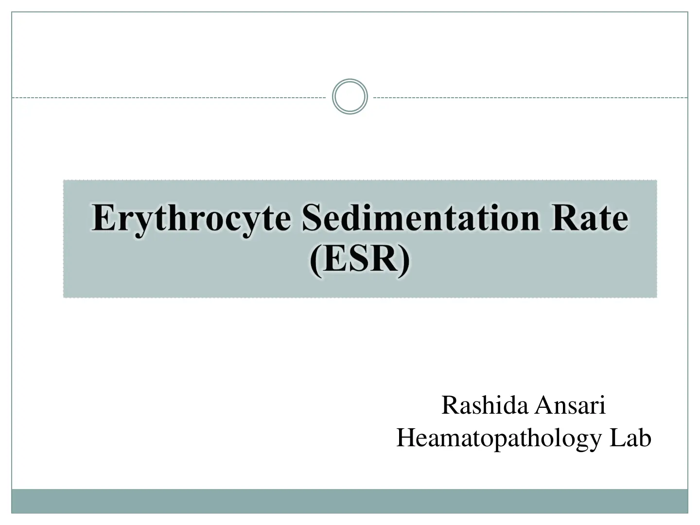 غلاف تقرير Erythrocyte Sedimentation Rate (ESR)