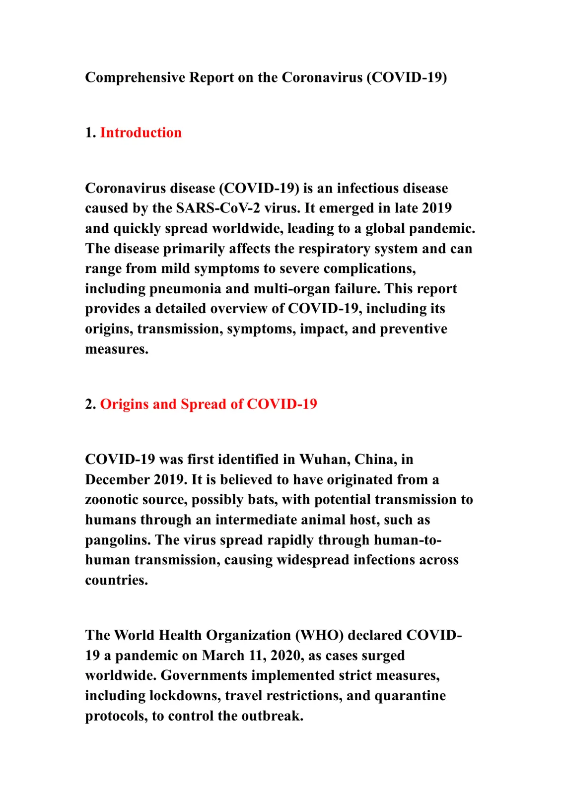 غلاف تقرير Comprehensive Report on the Coronavirus (COVID-19)