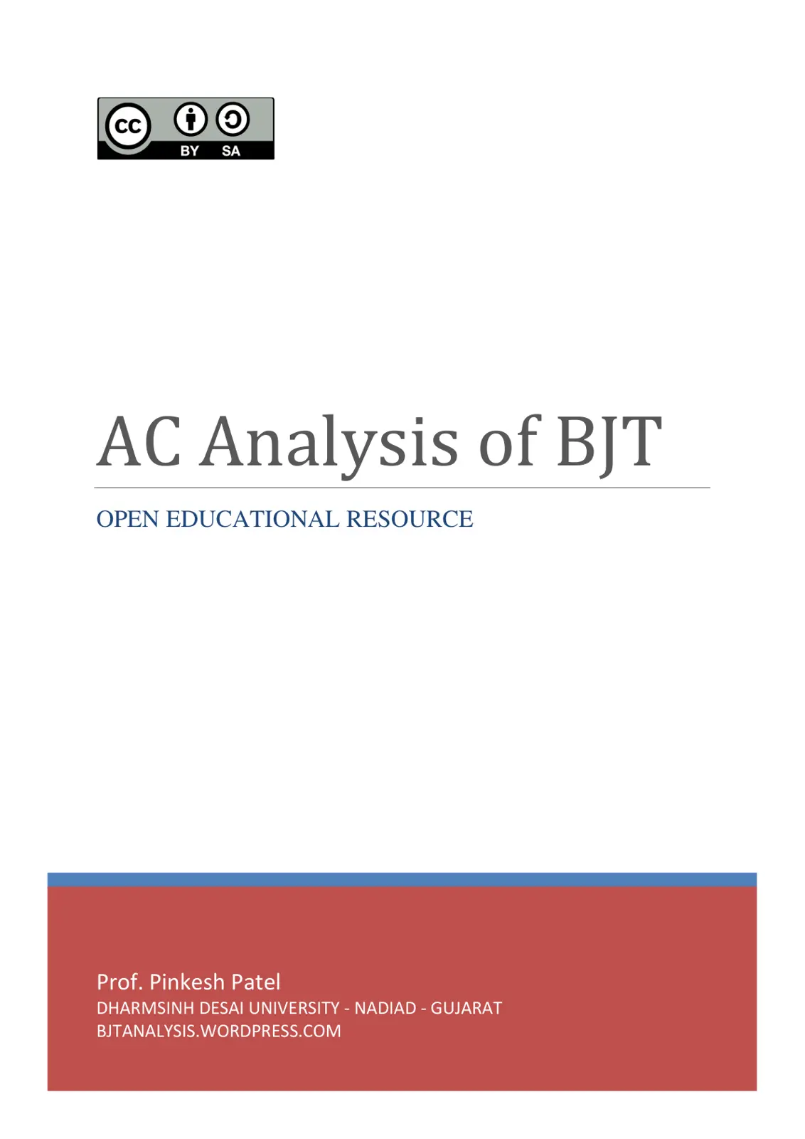 غلاف تقرير AC Analysis of BJT
