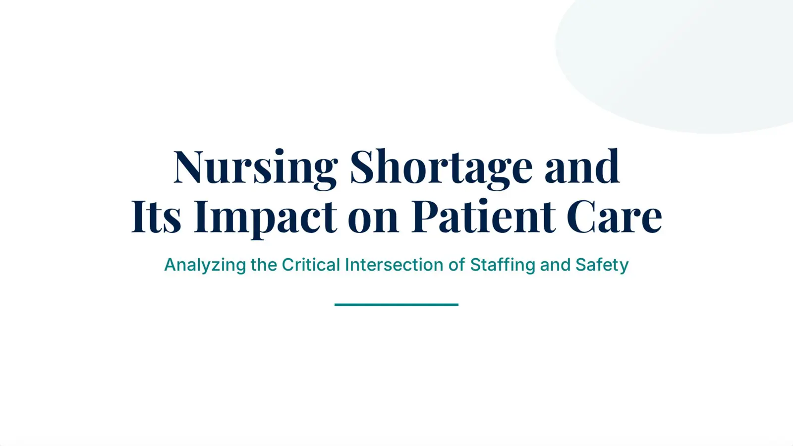 غلاف تقرير Nursing Shortage and Its Impact on Patient Care: Analyzing the Critical Intersection of Staffing and Safety