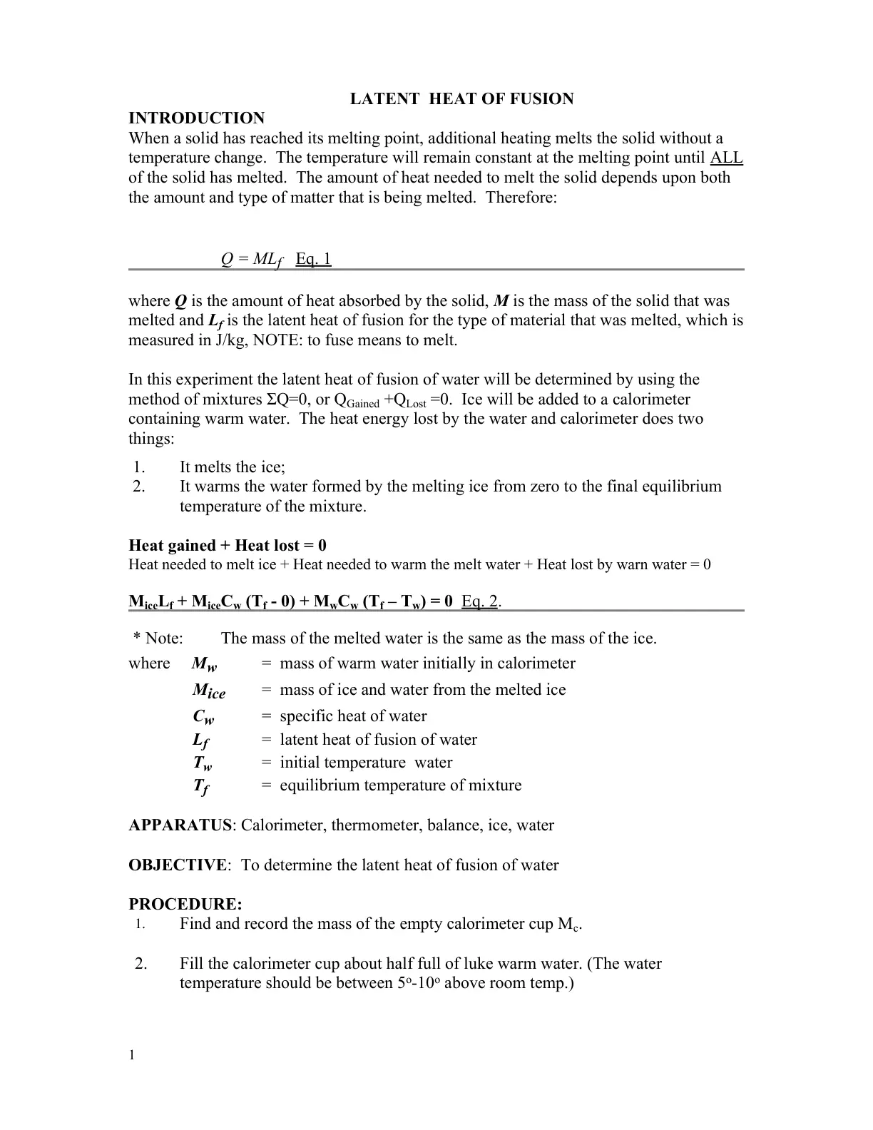 غلاف تقرير LATENT HEAT OF FUSION