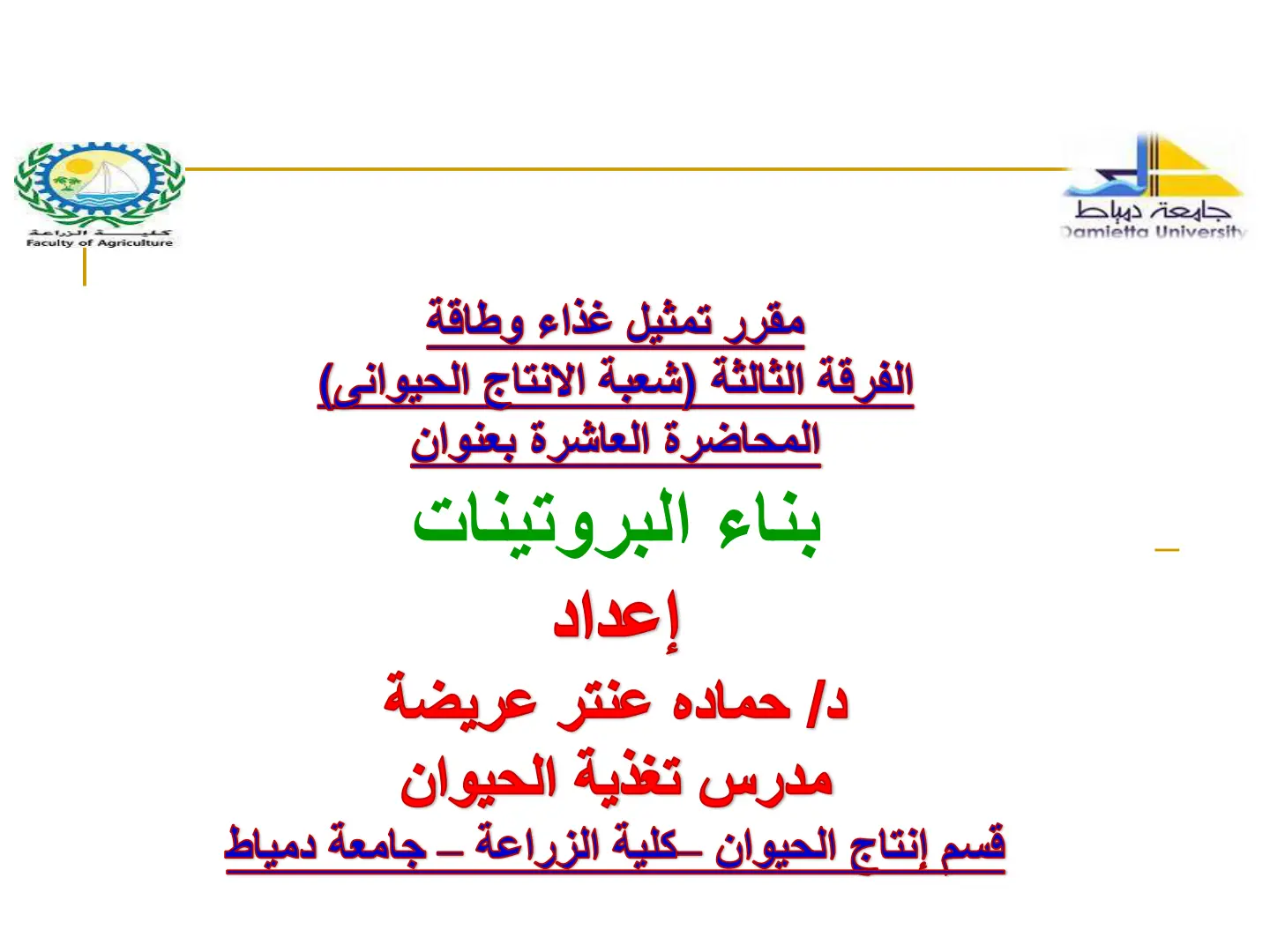 غلاف تقرير بناء البروتينات - مقرر تمثيل غذاء وطاقة