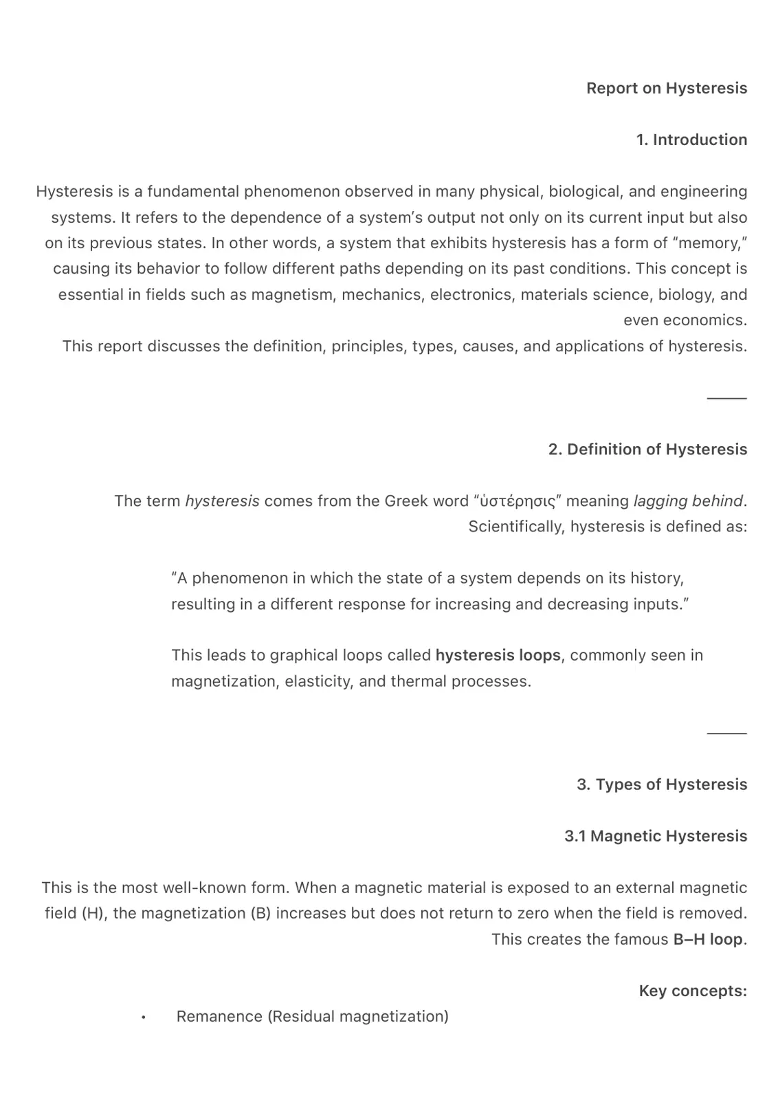 غلاف تقرير Report on Hysteresis