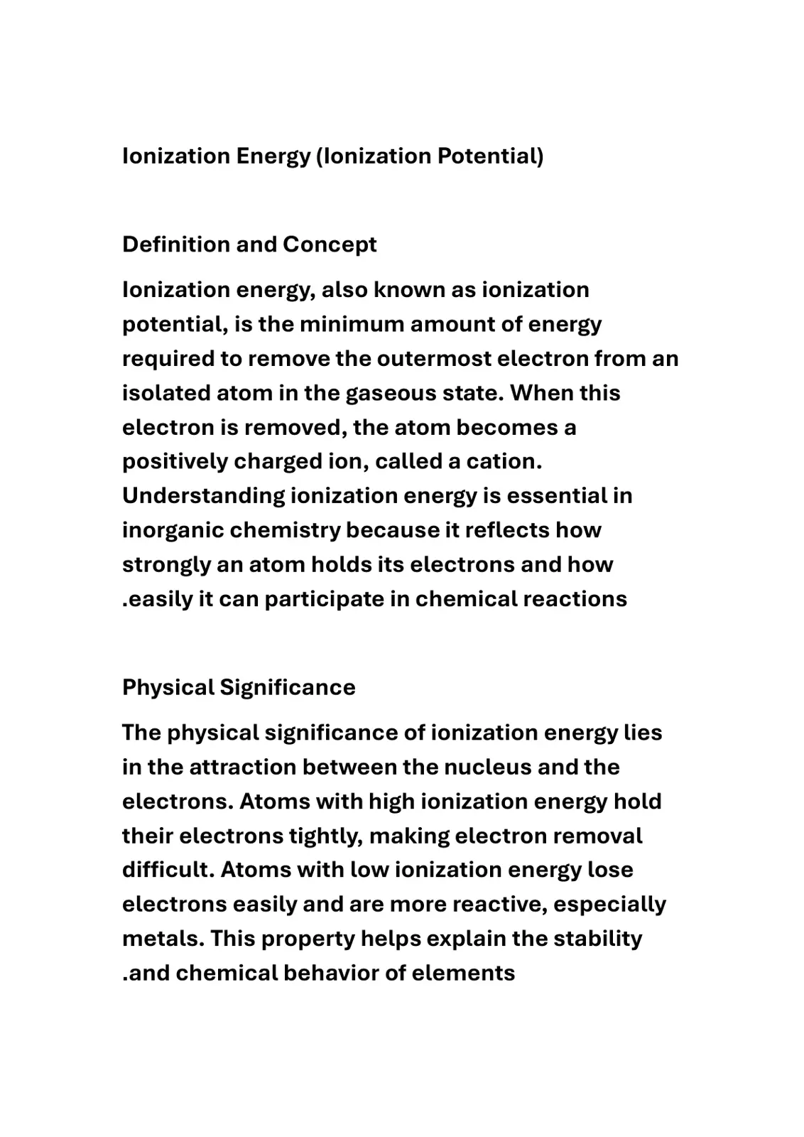 غلاف تقرير Ionization Energy (Ionization Potential)