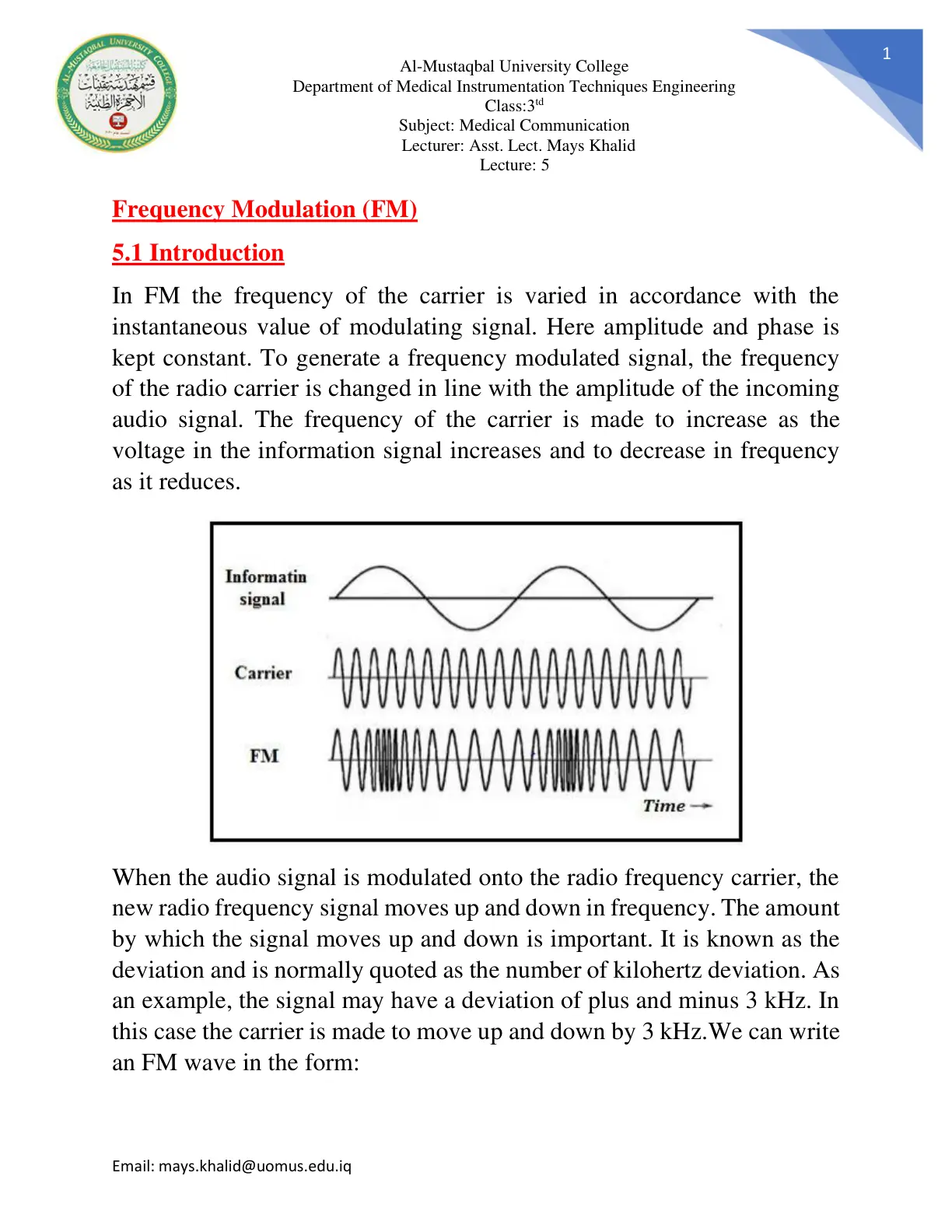 غلاف تقرير Frequency Modulation (FM)