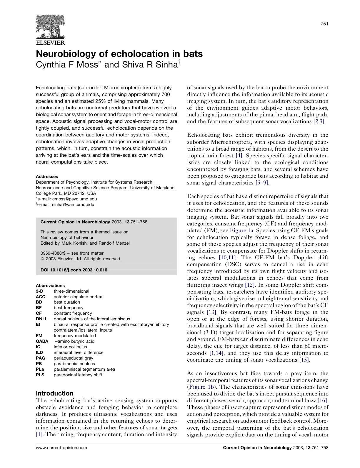 غلاف تقرير Neurobiology of Echolocation in Bats