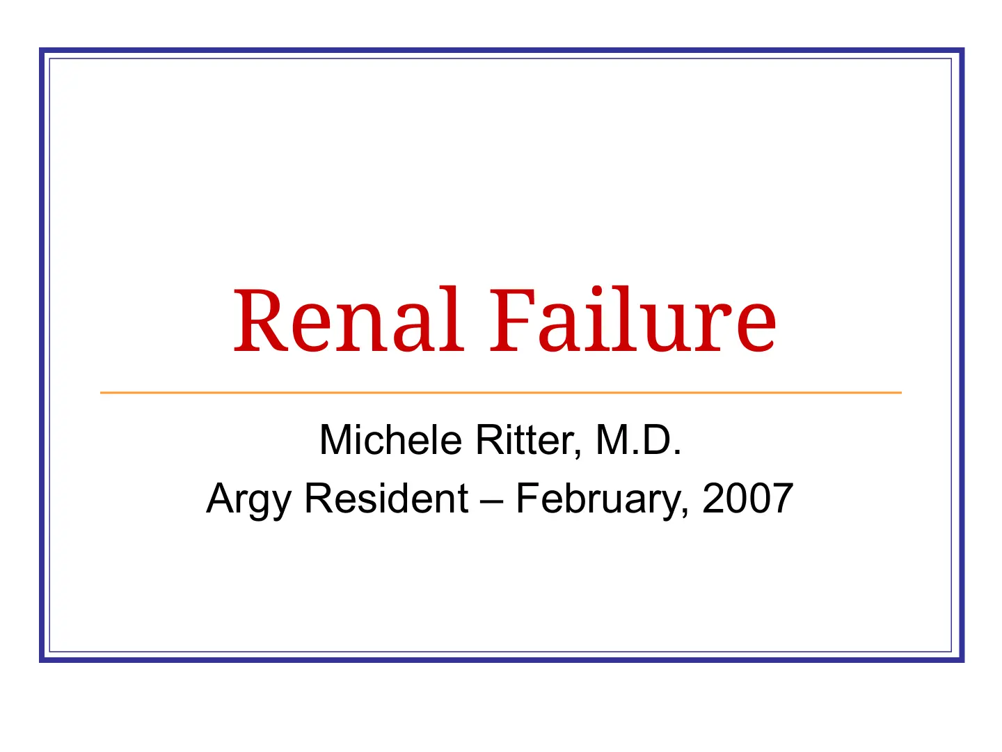 غلاف تقرير Renal Failure
