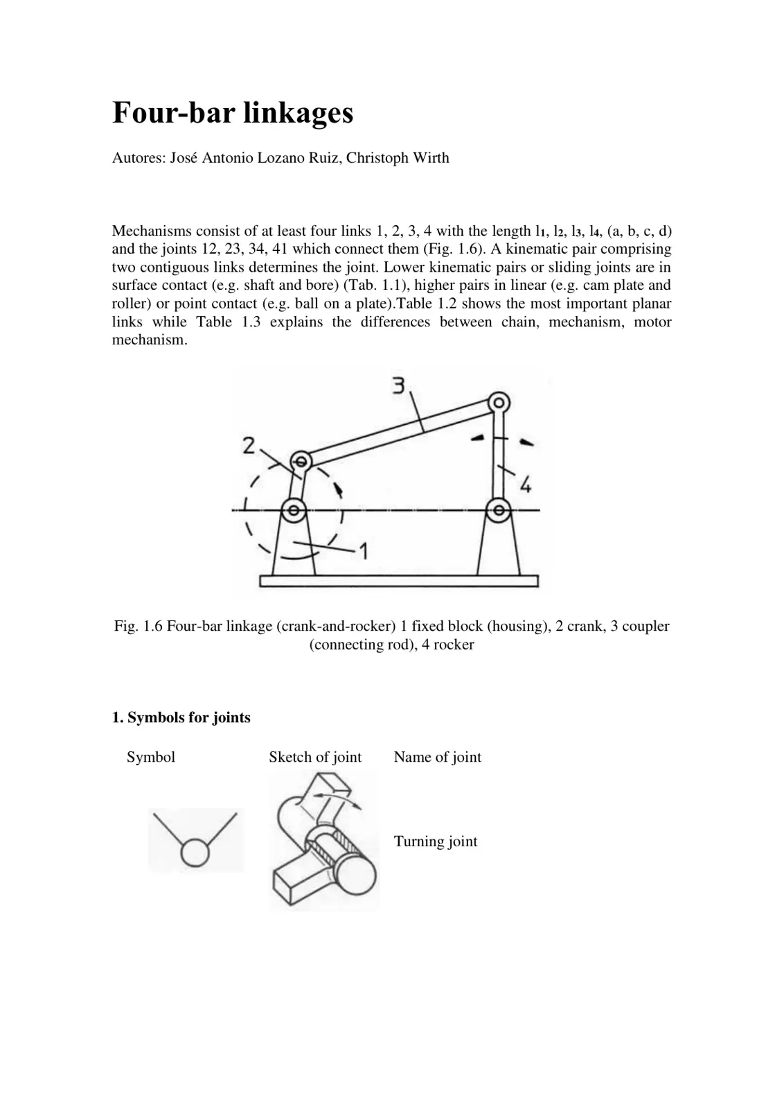 غلاف تقرير Four-bar linkages