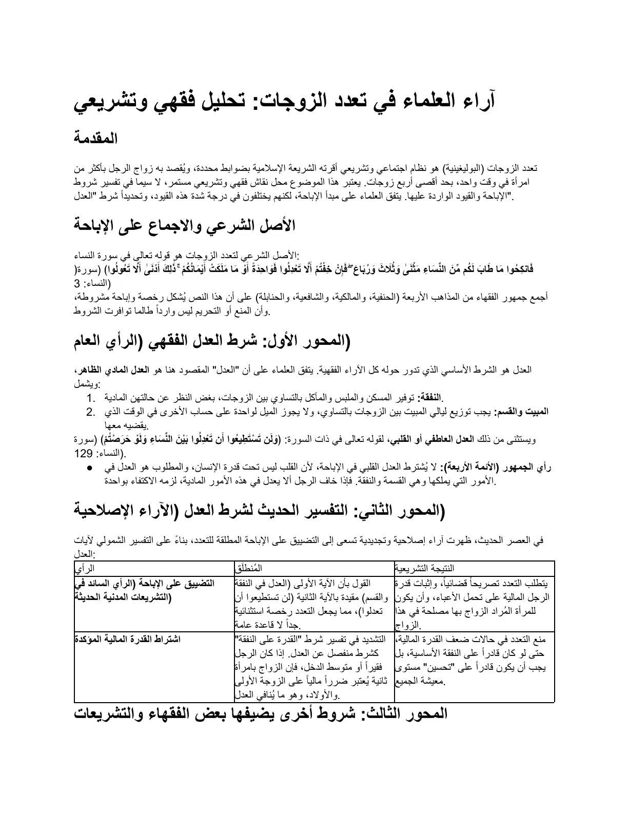 غلاف تقرير آراء العلماء في تعدد الزوجات تحليل فقهي وتشريعي