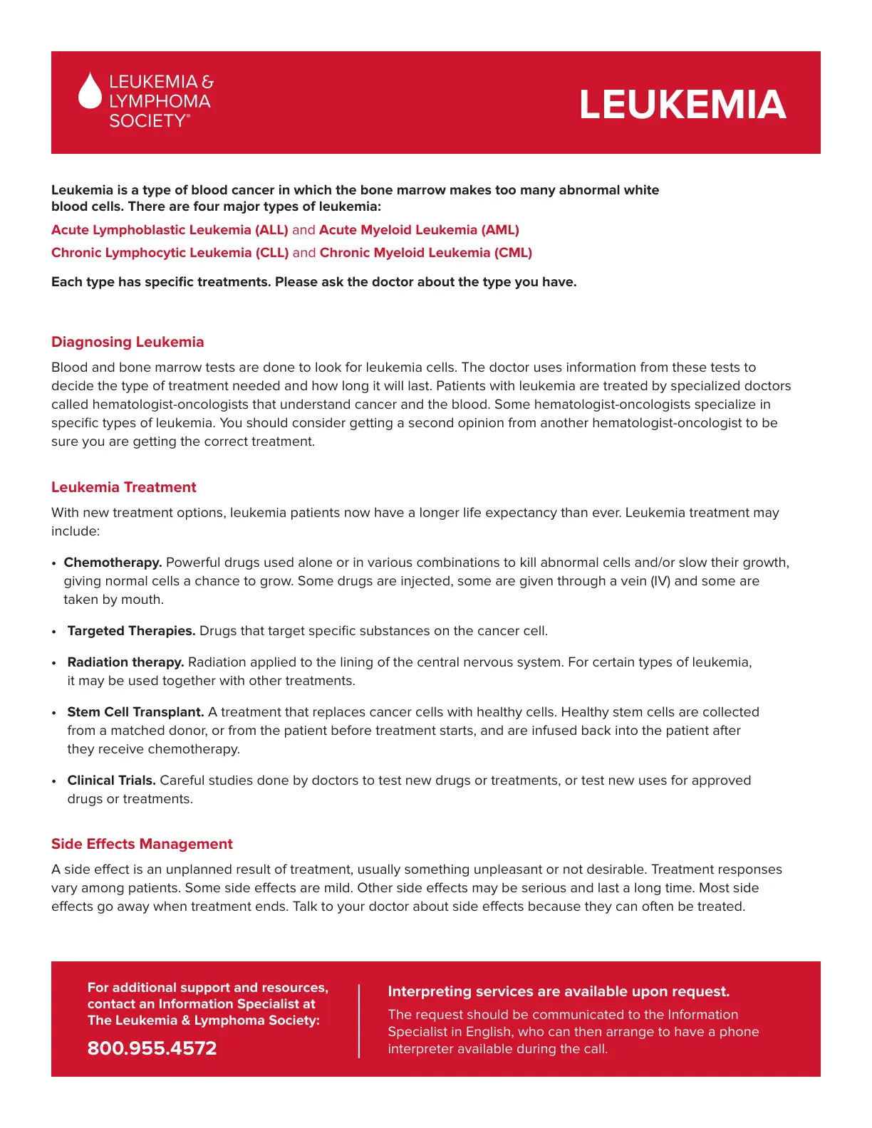 غلاف تقرير Leukemia & Lymphoma Society Overview