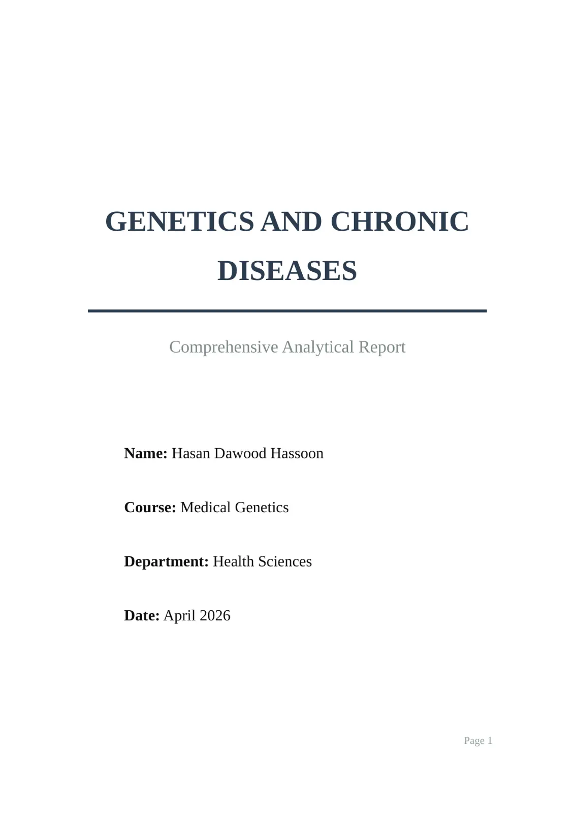 غلاف تقرير GENETICS AND CHRONIC DISEASES