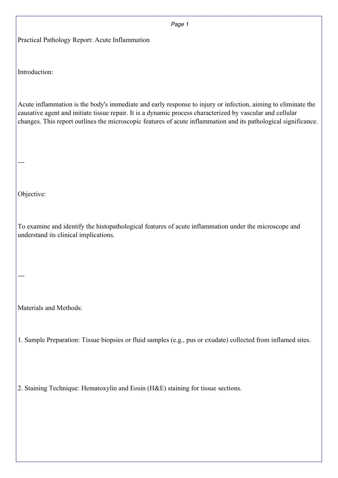 غلاف تقرير Practical Pathology Report: Acute Inflammation