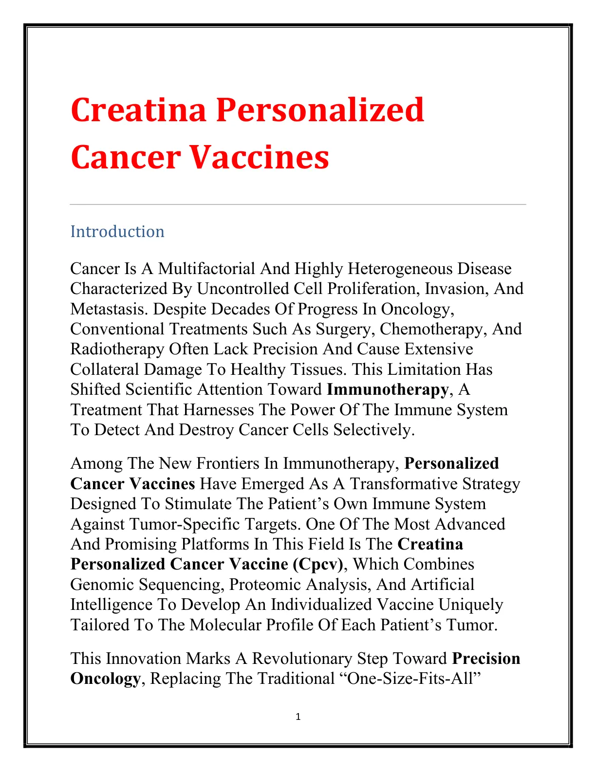 غلاف تقرير Personalized Cancer Vaccines