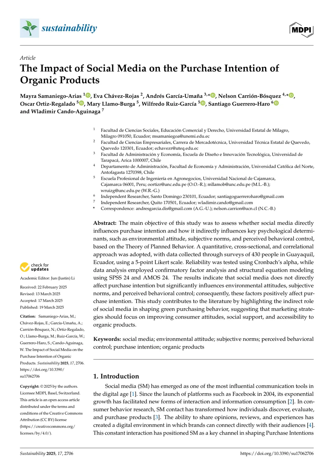 غلاف تقرير The Impact of Social Media on the Purchase Intention of Organic Products