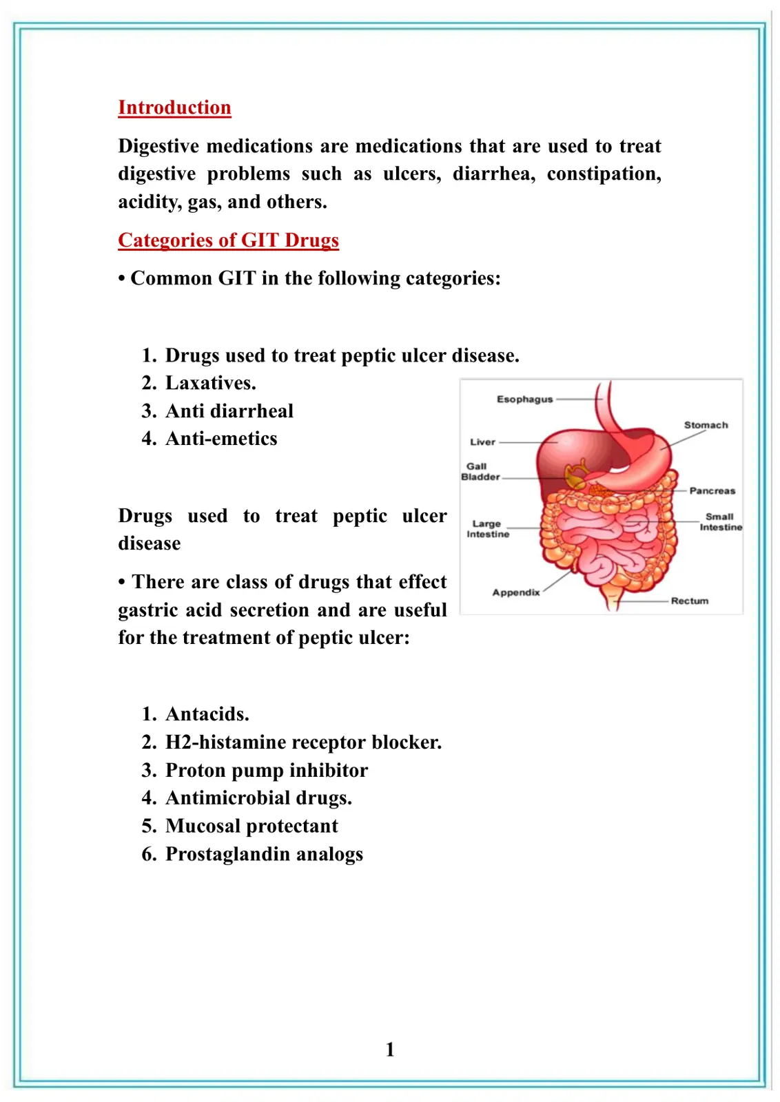 غلاف تقرير Digestive medications