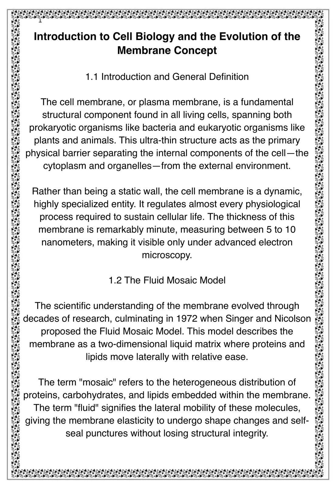 غلاف تقرير Introduction to Cell Biology and the Evolution of the Membrane Concept