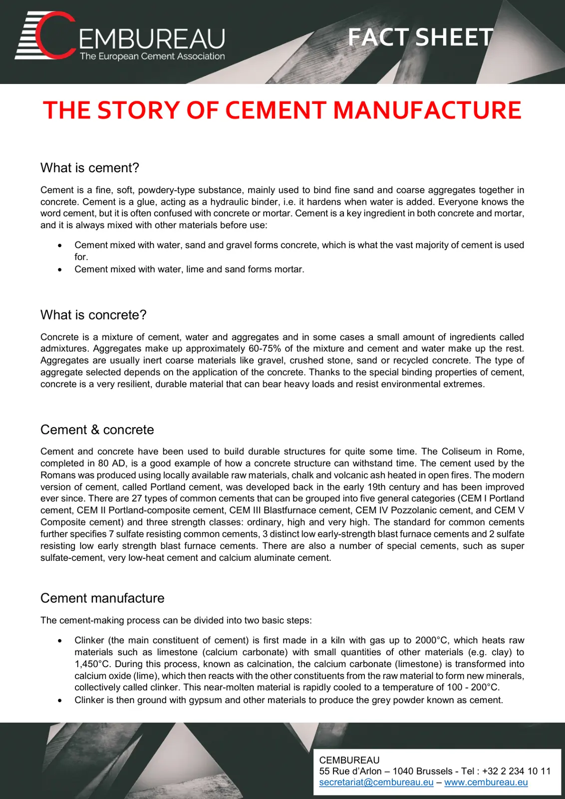 غلاف تقرير THE STORY OF CEMENT MANUFACTURE