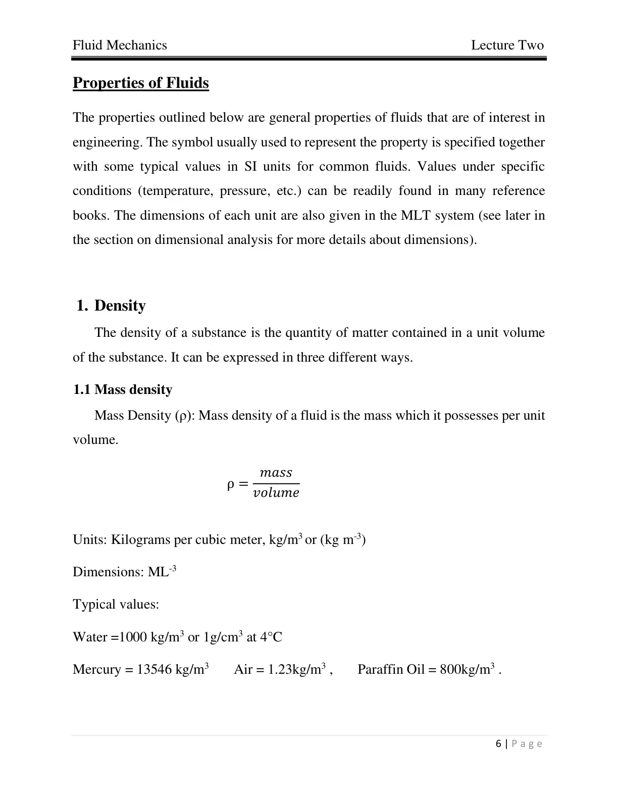 غلاف تقرير Fluid Mechanics: Properties of Fluids (Lecture Two)