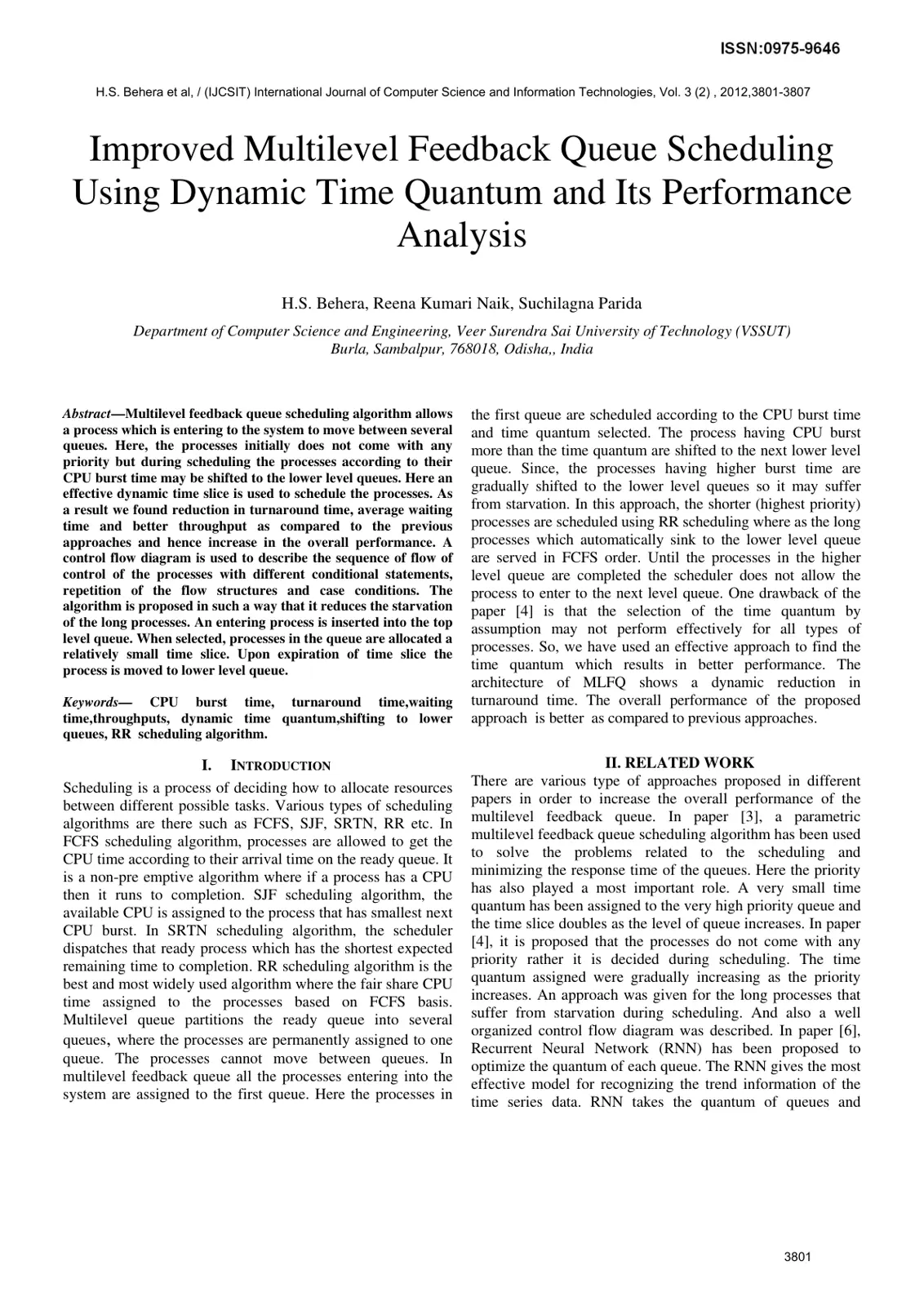 غلاف تقرير Improved Multilevel Feedback Queue Scheduling Using Dynamic Time Quantum and Its Performance Analysis