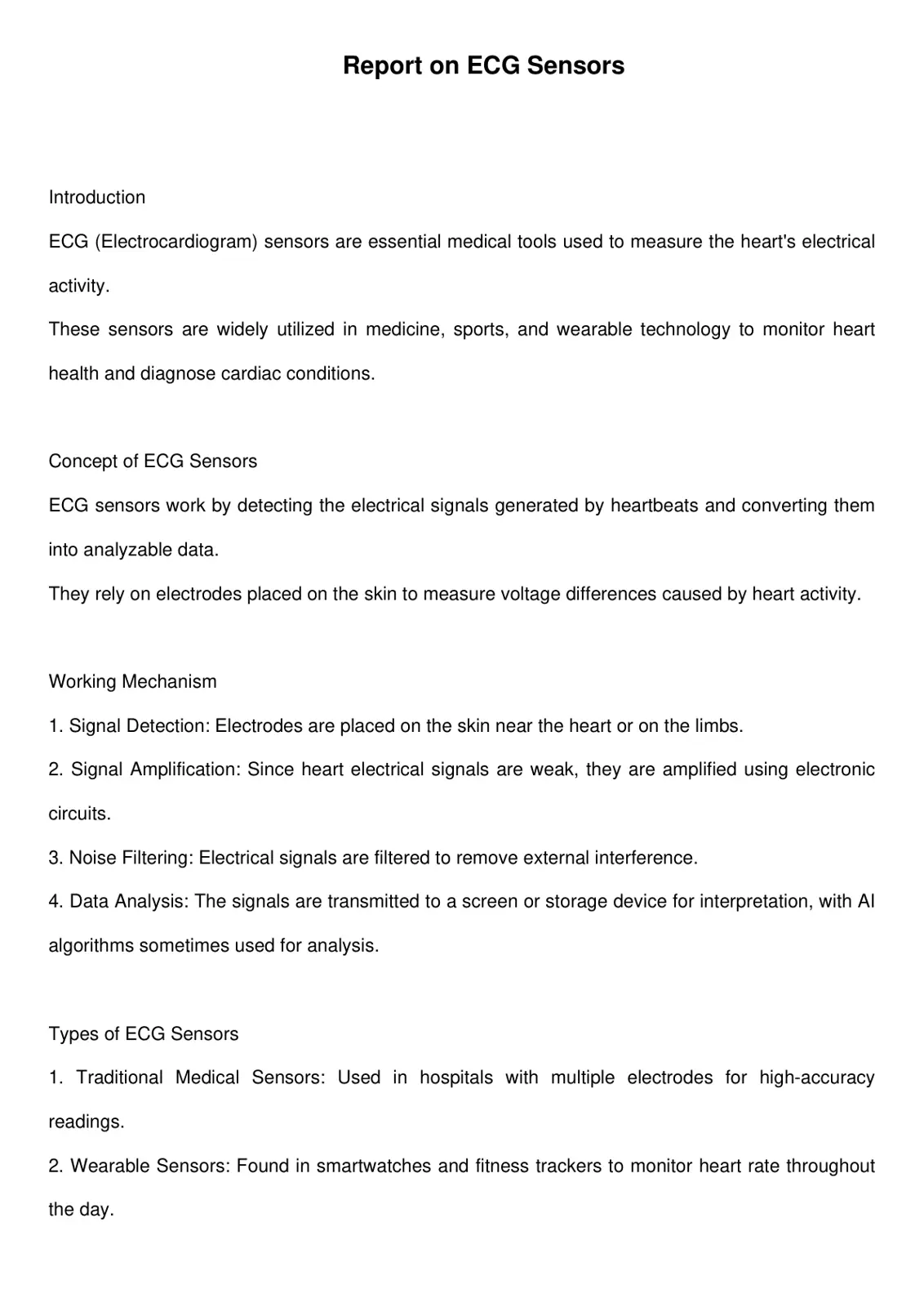 غلاف تقرير Report on ECG Sensors