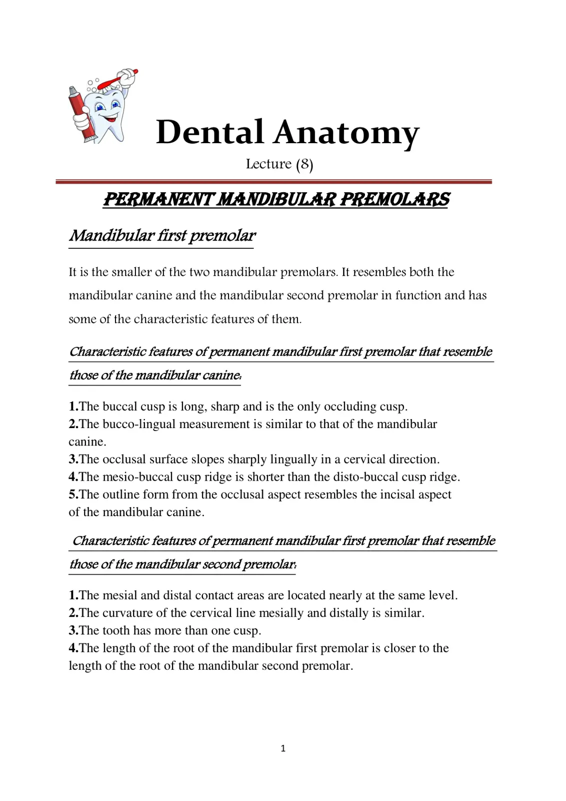 غلاف تقرير PERMANENT MANDIBULAR PREMOLARS