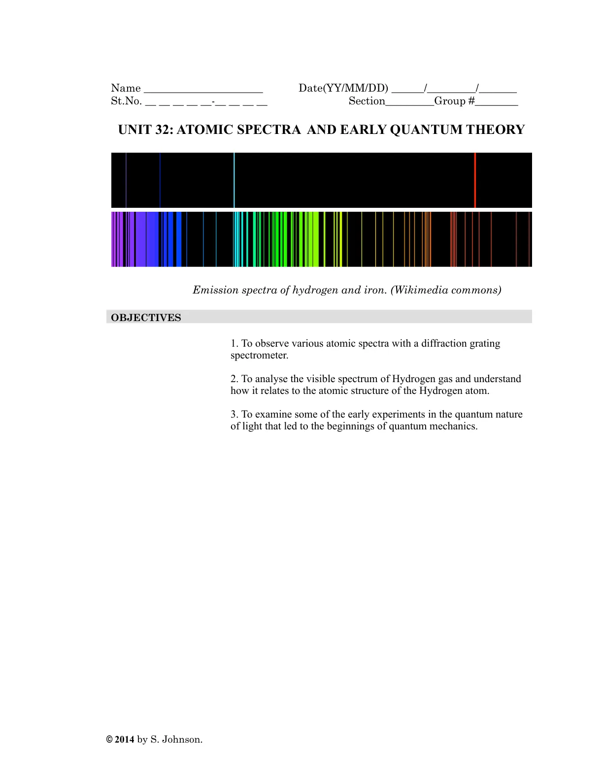 غلاف تقرير UNIT 32: ATOMIC SPECTRA AND EARLY QUANTUM THEORY