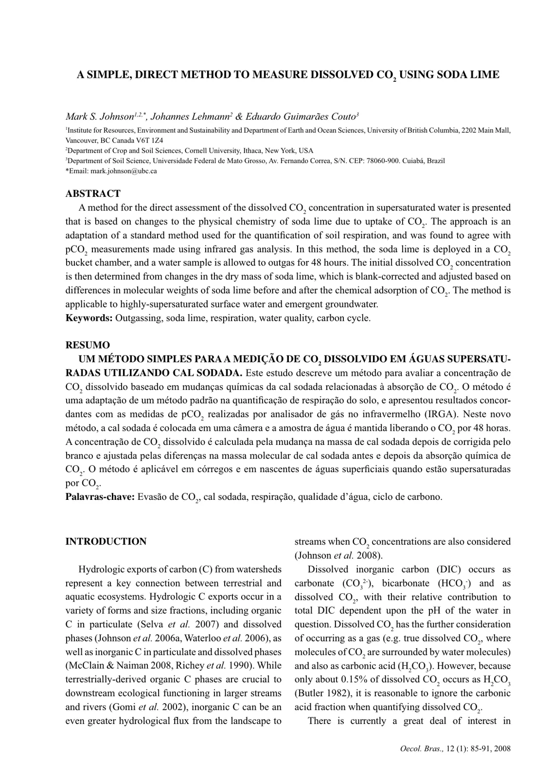 غلاف تقرير A Simple, Direct Method to Measure Dissolved CO₂ Using Soda Lime