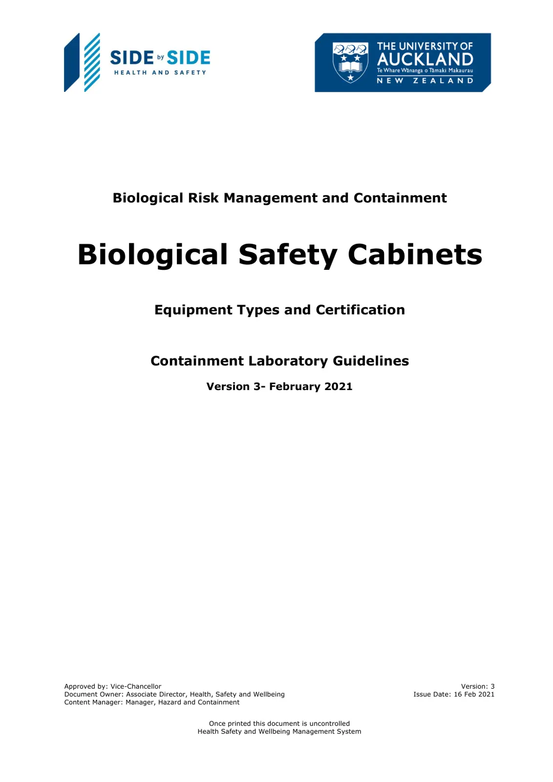 غلاف تقرير Biological Risk Management and Containment