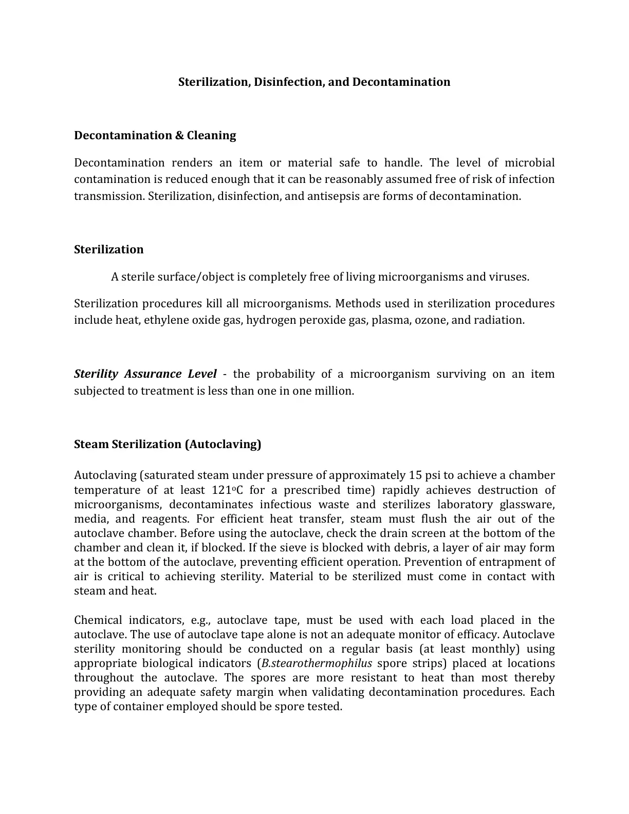 غلاف تقرير Sterilization, Disinfection, and Decontamination