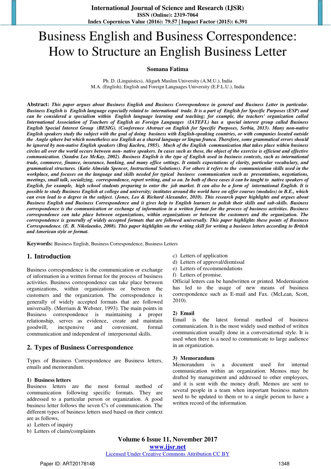 غلاف تقرير Business English and Business Correspondence: How to Structure an English Business Letter