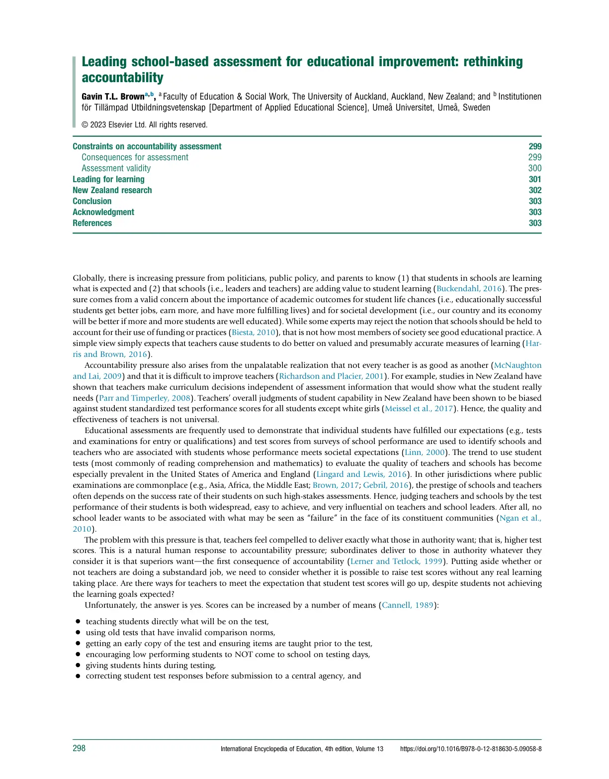 غلاف تقرير Leading school-based assessment for educational improvement: rethinking accountability