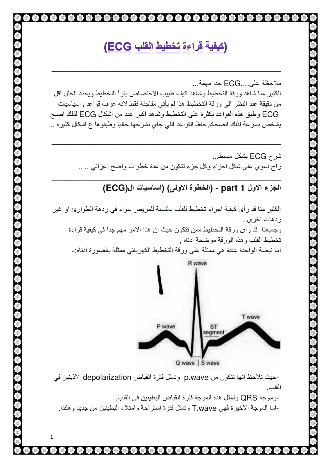 غلاف تقرير كيفية قراءة تخطيط القلب (ECG)