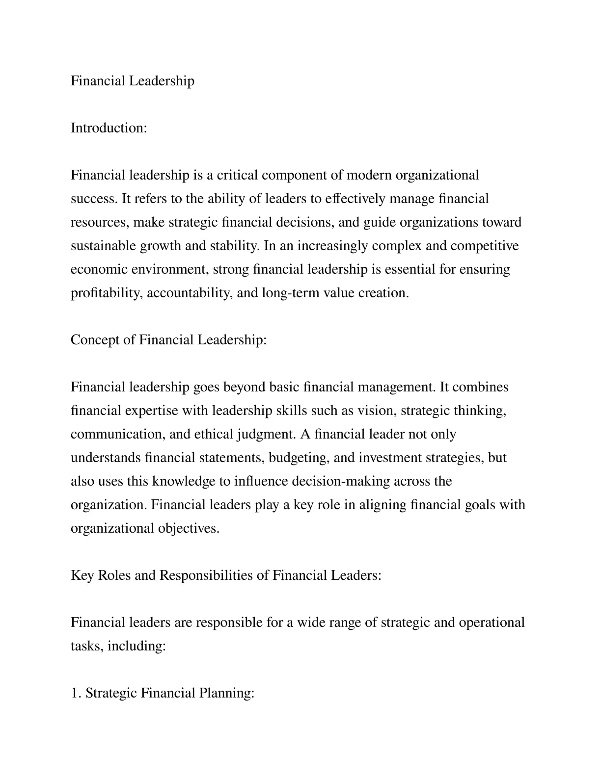 غلاف تقرير Financial Leadership