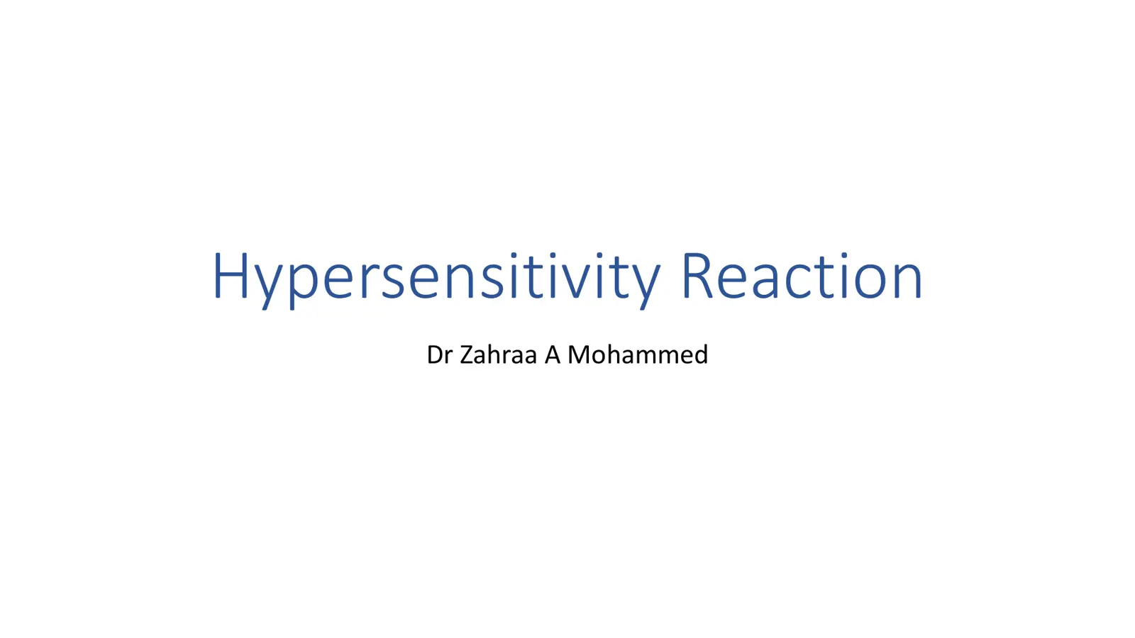غلاف تقرير Hypersensitivity Reaction