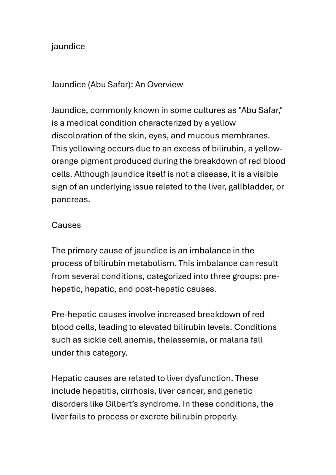 غلاف تقرير Jaundice (Abu Safar): An Overview