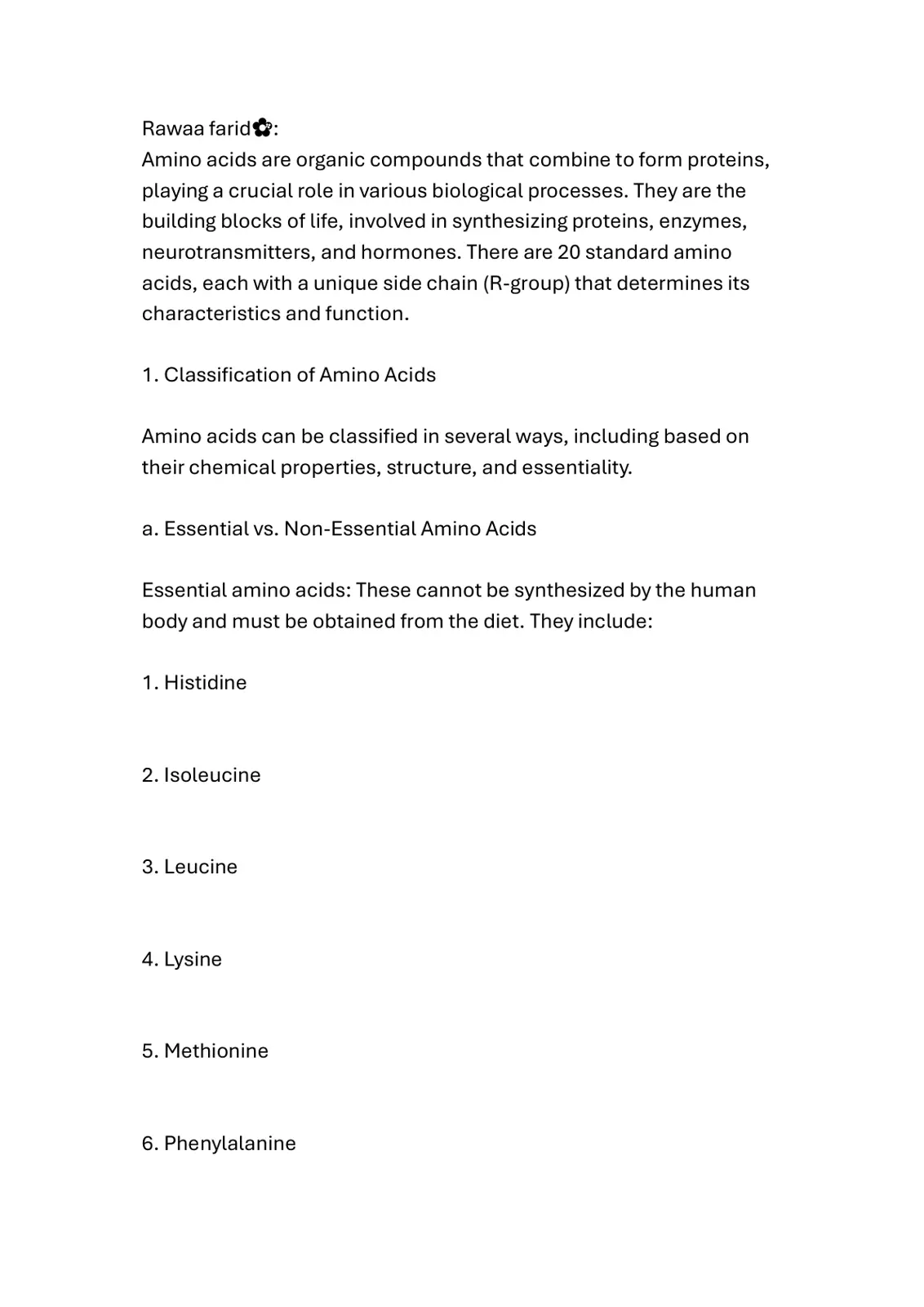 غلاف تقرير Amino acids